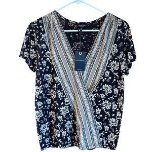 Lucky Brand floral print black top